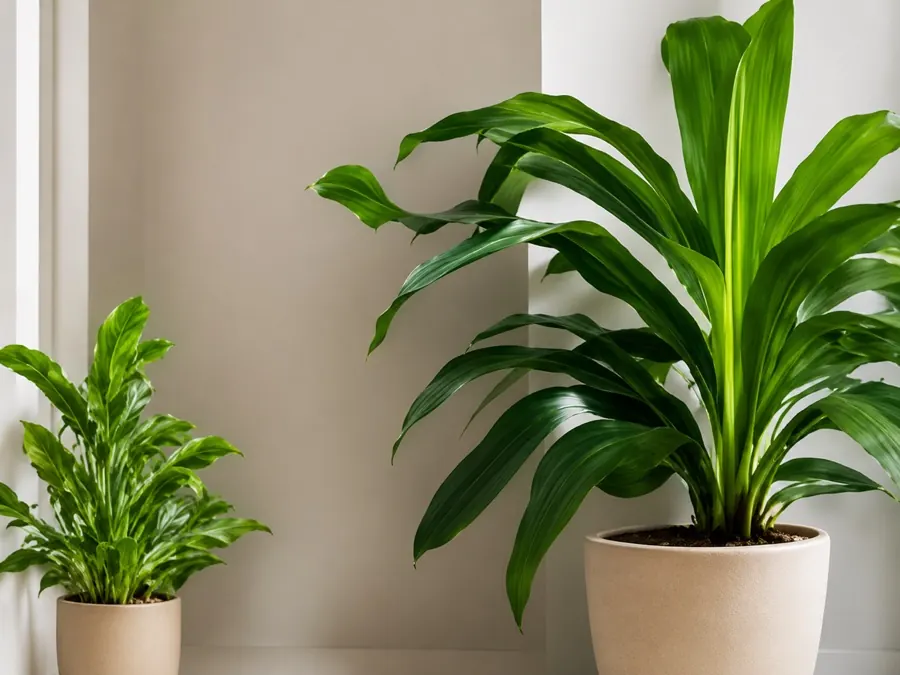 Indoor plants growing in decorative pots